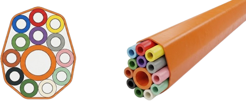 UCS DB multiduct 12x 7/4 + 1x 14/10 oranje (drum 1400m)