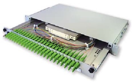 Diamond Fiber box 19'' 1HE 25-48F SX E-2000/APC 0,1dB RVS 2 splice tray -2