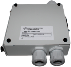 UCS, DiN-Rail Distributie/Patch box met splice try Afmeting 129x129x39mm