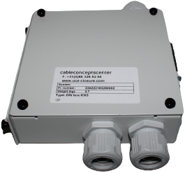 UCS, DiN-Rail Distributie/Patch box met splice try Afmeting 129x129x39mm
