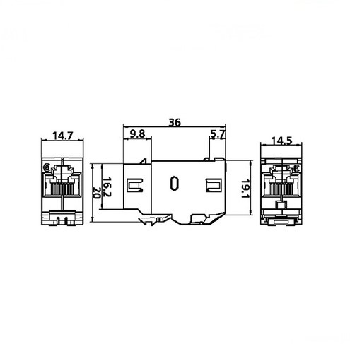 Datwyler Cat. 6A,180 graden, doorvoerkoppeling RJ45.-2