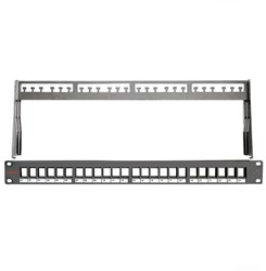 Datwyler Patchpaneel KS 24v, leeg, 1HE, tbv Keystone, Ral9005 zwart