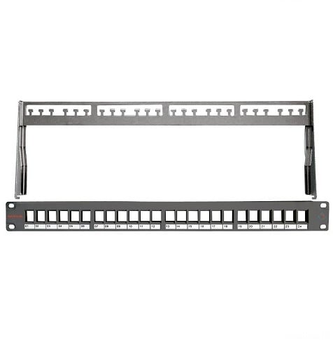 Datwyler Patchpaneel KS 24v, leeg, 1HE, tbv Keystone, Ral9005 zwart