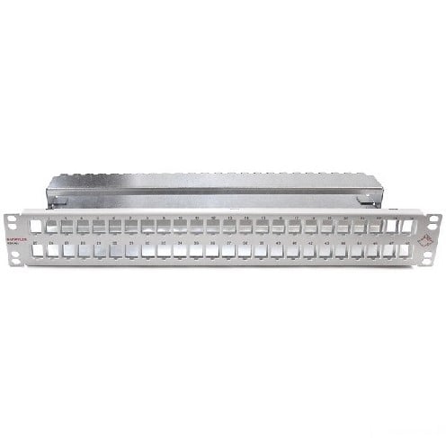 Datwyler Patchpaneel MGK 48v, leeg 1,5HE, t.b.v. GG45 of Keystone modules, grijs / edelstaal