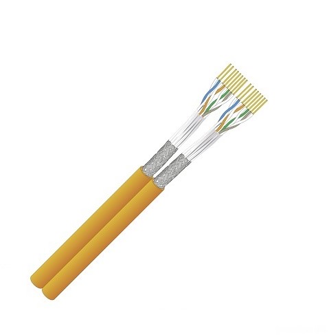 Datwyler Datakabel 7080, 2x4P, Cat7/F, S/FTP 1000Mhz, Cca-s1,d1,a1, LS0H oranje (AWG23) 500m