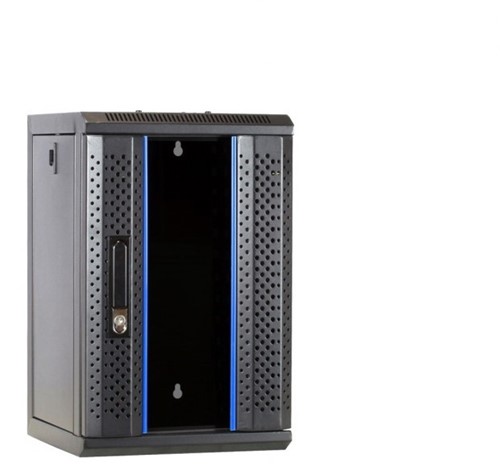 UCS Wandkast 10 inch, 9HE 312x310x486mm (BxDxH) Aw=Staal Vd=Glas zwart