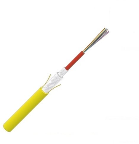 Datwyler Glasvezelkabel FO indoor 8v Cca, ZGGFR / J-B(ZN)BH BL, OS2, (1x8) geel.