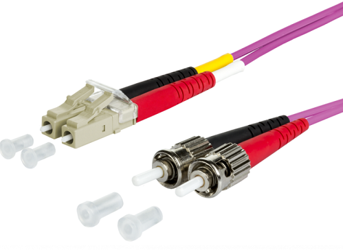 UCS Patchkabel OM4, LC/UPC-ST/UPC, duplex, 2mm, erica-violet, 1,5m