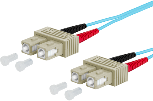 UCS Patchkabel OM3, SC/UPC-SC/UPC, duplex, 2mm, turquoise, 3m