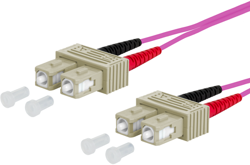 UCS Patchkabel OM4, SC/UPC-SC/UPC, duplex, 2mm, erica-violet, 7,5m