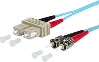 UCS Patchkabel OM3, SC/UPC-ST/UPC, duplex, 2mm, turquoise, 0,5m