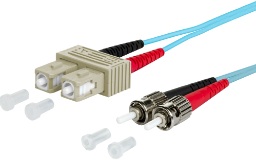 UCS Patchkabel OM3, SC/UPC-ST/UPC, duplex, 2mm, turquoise, 7,5m