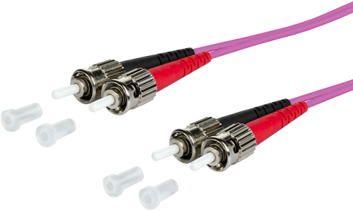 UCS Patchkabel OM4, ST/UPC-ST/UPC, duplex, 2mm, erica-violet, 1m