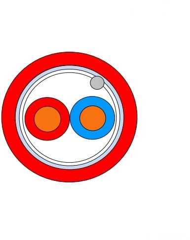 Brandmeldkabel, JE-H/St)H...Bd, 1x2x1,5 + 0,8mm, B2ca, rood (Afgeschermd) 500m