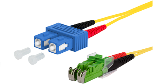 UCS Patchkabel OS2, E2000/APC-SC/UPC, duplex, 2mm, geel 0,5m