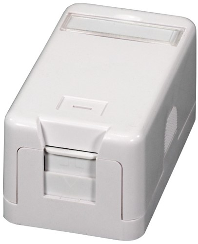 UCS Opbouwdoos 1v incl. stofklep, Ral9010, wit, tbv keystones