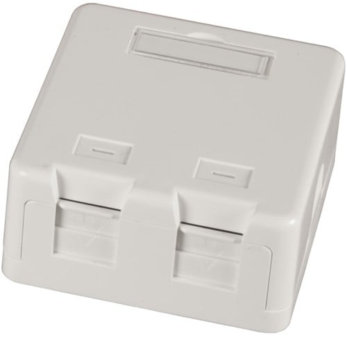 UCS Opbouwdoos 2v incl. stofklep, Ral9010, wit, tbv keystones
