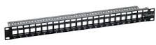 Patchpaneel KS 24v, leeg, 1HE, tbv Keystone, Ral9005 zwart