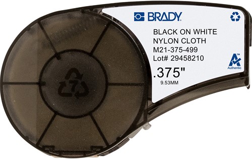 Brady BMP21-plus M21-375-499 Nylon tape, zwart op wit, 9,53mm x 4,88m