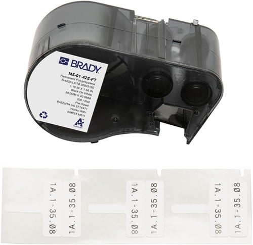 Brady M5-01-425-FT tape vinyl, 40,01x30mm (zwart op wit)