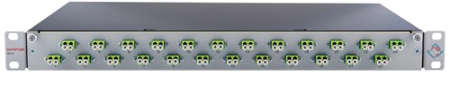 Datwyler prefab FO lade OV-S, 1HE, 6xLCD, OM5, Ral9005 zwart offset horizontaal (incl. lasbeschermers)