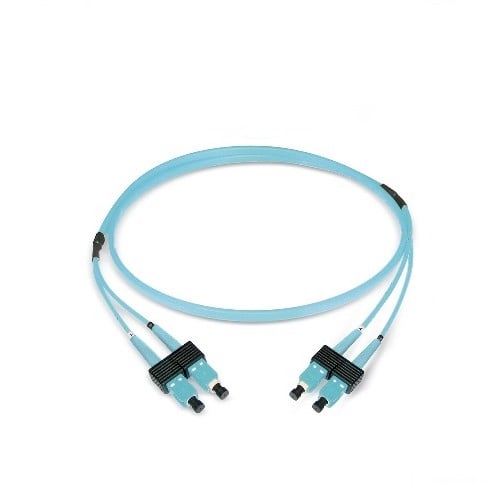 Datwyler Patchkabel OM3, SC/PC-SC/PC, duplex, turquoise, 8m
