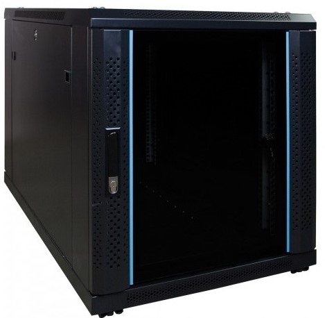 UCS netwerkkast 12HE, B600 D1000, glazen deur, zwart