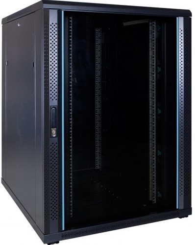 UCS netwerkkast 22HE, B800 D1000, glazen deur, zwart