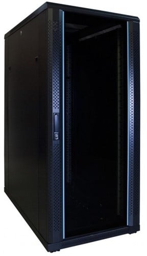 UCS netwerkkast 27HE, B600 D1000, glazen deur, zwart
